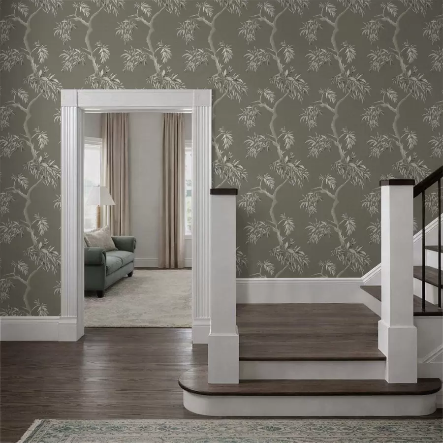 Фототапет Лека клонка с листа на маслинено зелен фон a01117v1