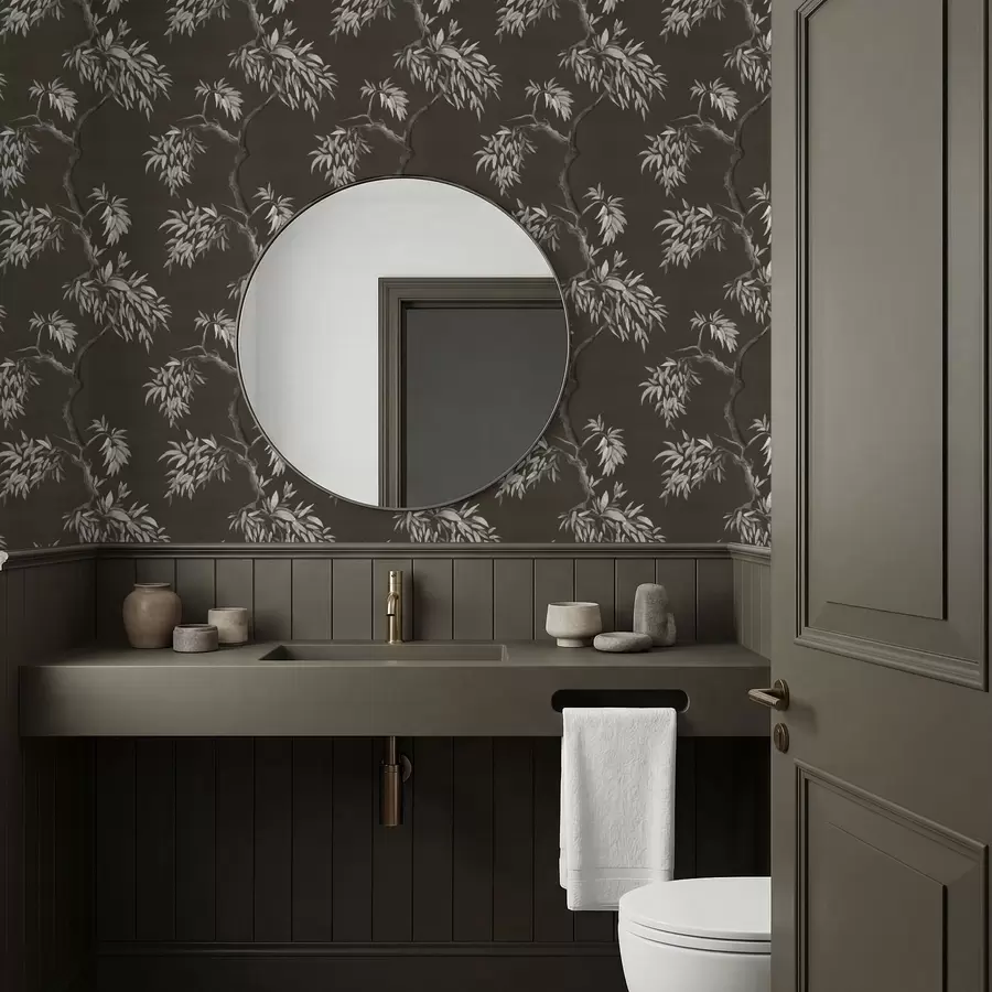 Фототапет Монохромна клонка с листа на тъмен фон a01117v2