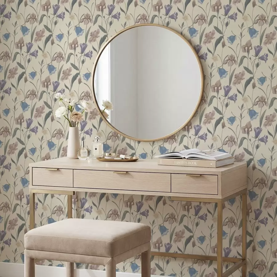 Фототапет Пастелен флорален мотив на светъл фон a01118