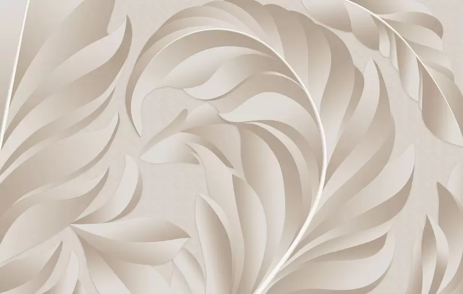 Фототапет големи текстурирани пера в бежови и прахови нюанси w05231