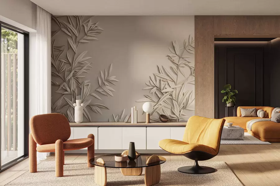 Фототапет Имитация на барелефни листа w05244