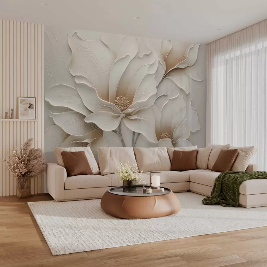 Фототапет Релефно бежово цвете в близък план w05269