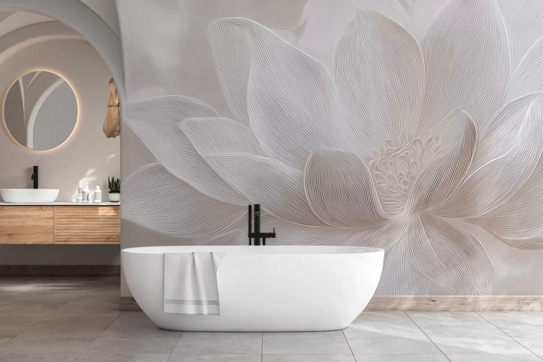 Фототапет Абстрактни вълни в светлобежови тонове w05266