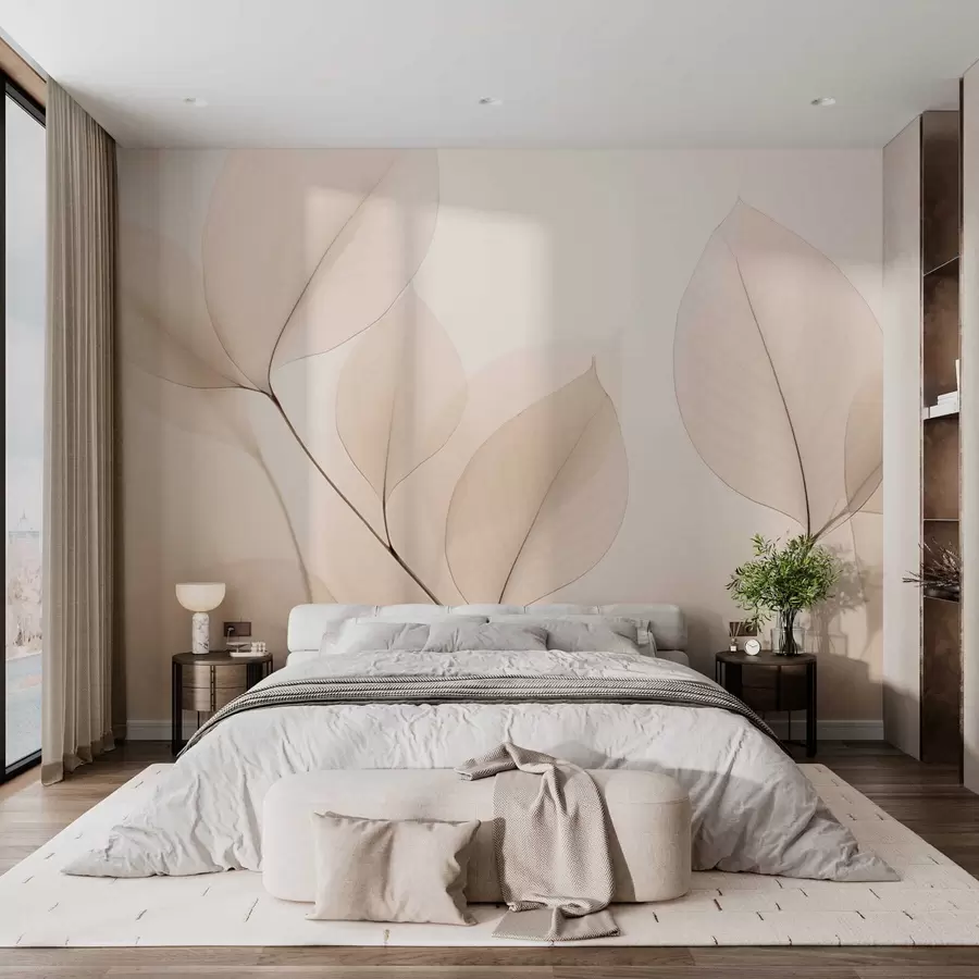 Фототапет Бяло цвете с фина линия w05268