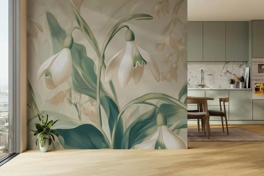 Фототапет цъфтящи зюмбюли на бежов фон w05234