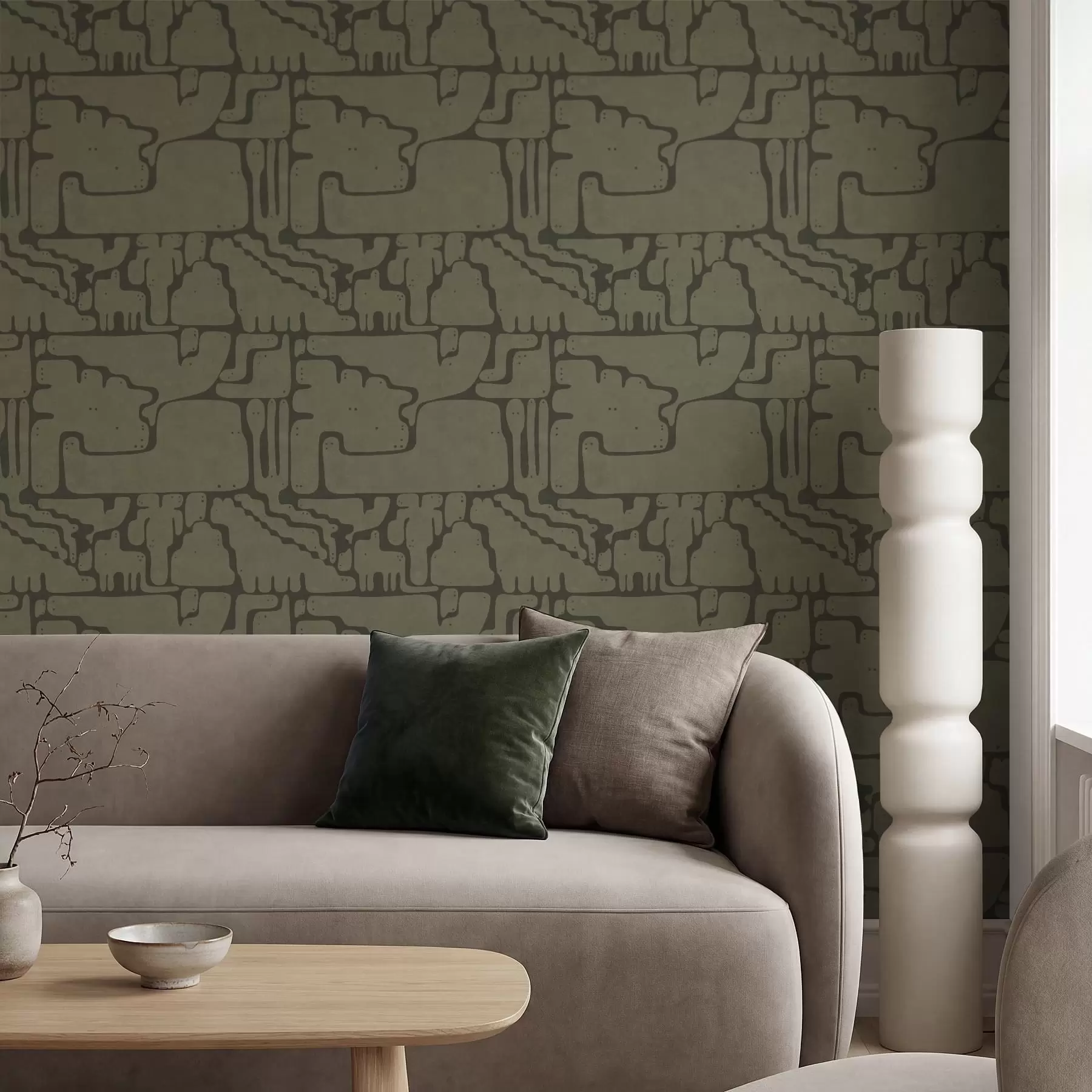 Фототапет Абстрактен органичен мотив в зелени тонове a01122