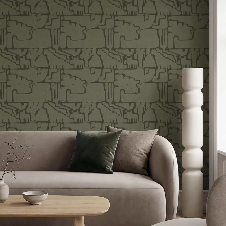 Фототапет Абстрактен органичен мотив в зелени тонове a01122