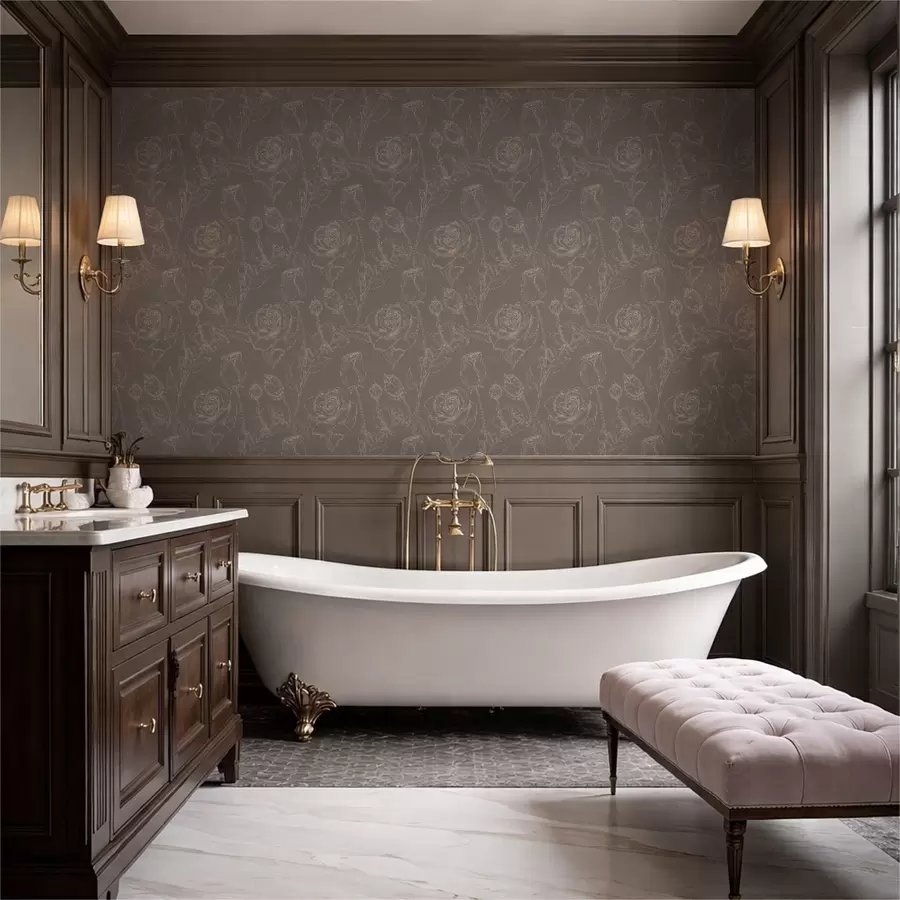 Фототапет Тъмнорозов мотив върху кафяв фон a01124v1