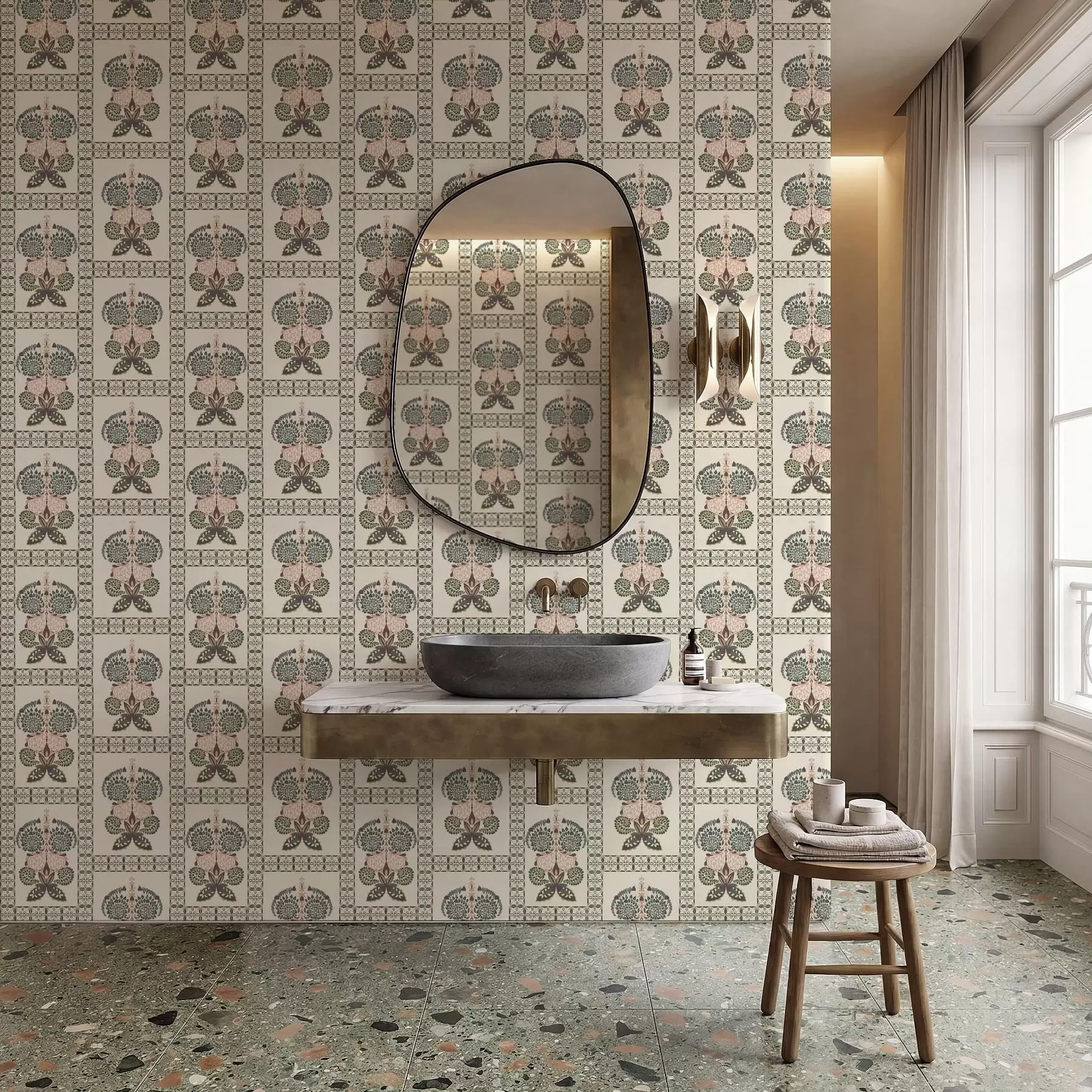 Фототапет Декоративен мотив с пеперуди и цветя a01125