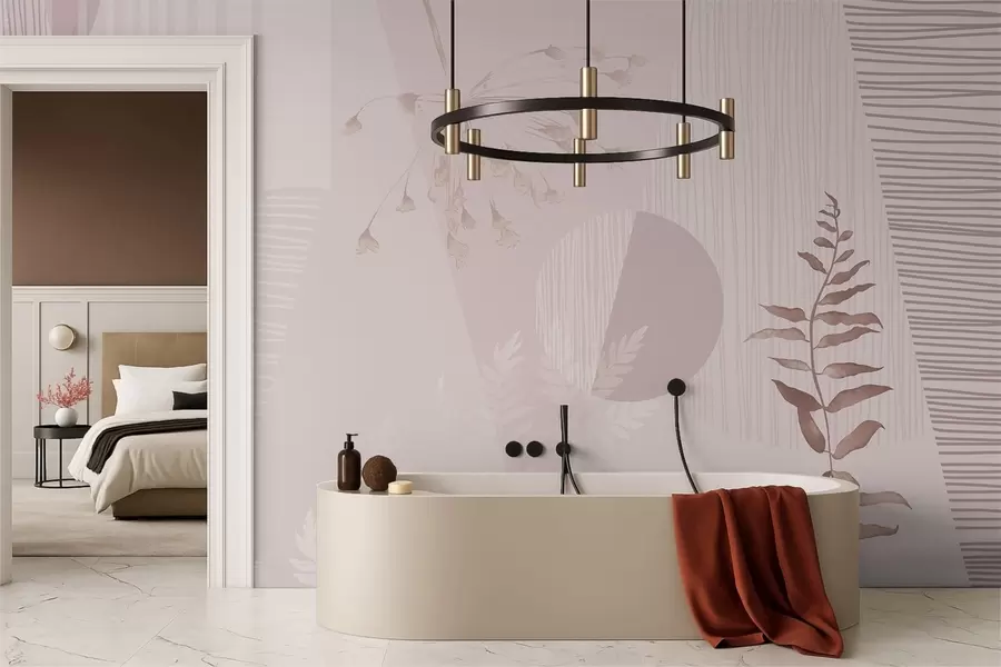 Фототапет Абстрактни треви в нежни розови тонове w05318v1