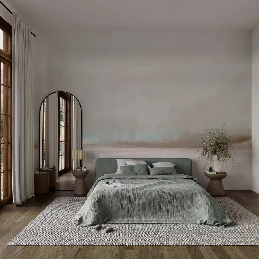 Фототапет Мъглив пейзаж с езеро и гора w05319