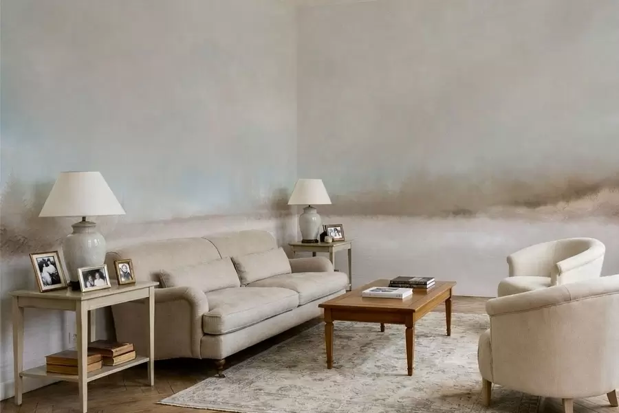 Фототапет Мъглив пейзаж с езеро и гора w05319