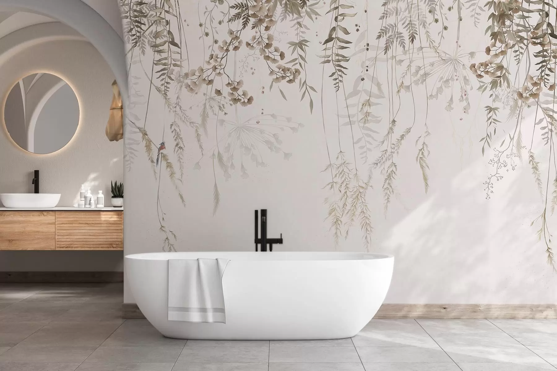 Фототапет Висящи диви растения на светъл фон w05320