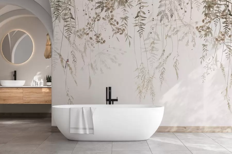 Фототапет Висящи диви растения на светъл фон w05320