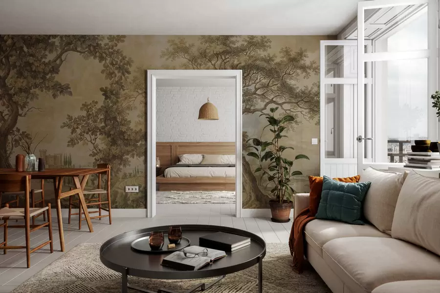 Фототапет Пасторален пейзаж в бродерен стил w05359