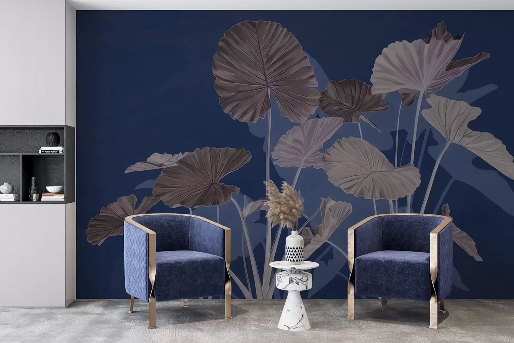 Фототапет Градина с боядисани лотоси w05364