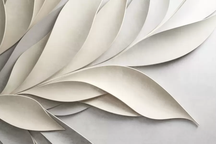 Фототапет Абстрактни листа в бежово и сиво, текстурирано модерно изкуство w09769