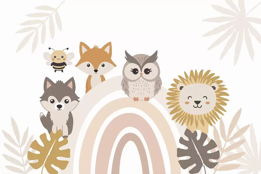 Фототапет Симпатични животни до дъгата w05399