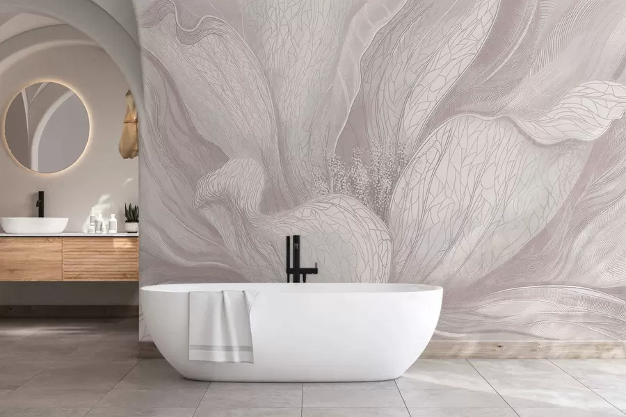 Фототапет Леко абстрактно цвете с плавни линии w05119v3