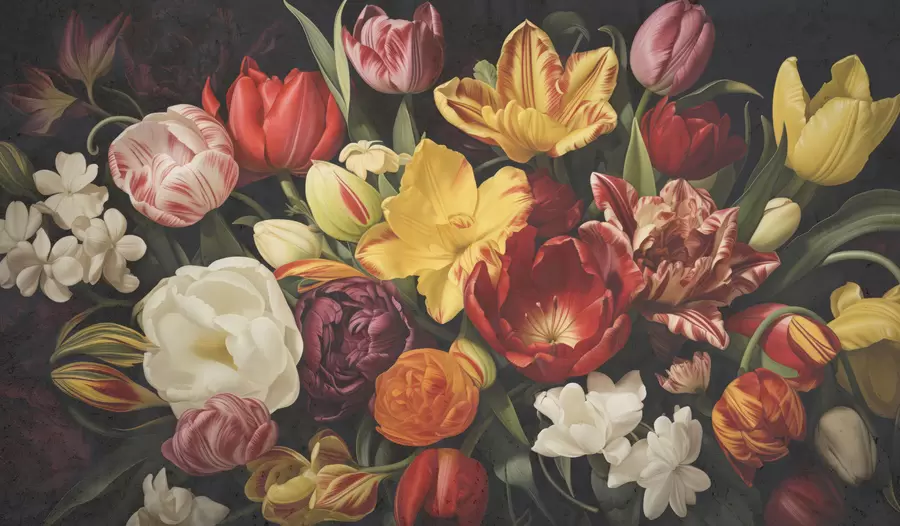 Фототапет Букет в ретро гръндж стил w05451