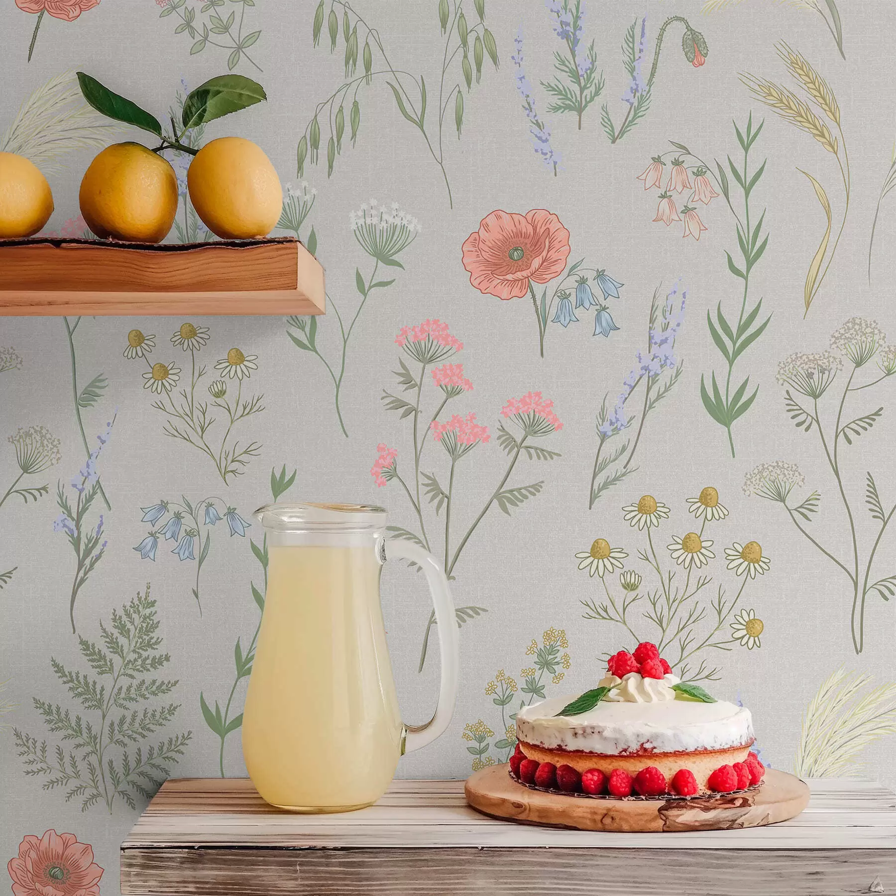 Фототапет Деликатен мотив с диви цветя на светъл фон a01152