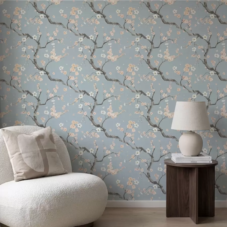 Фототапет Клони с цветове на син фон a01155