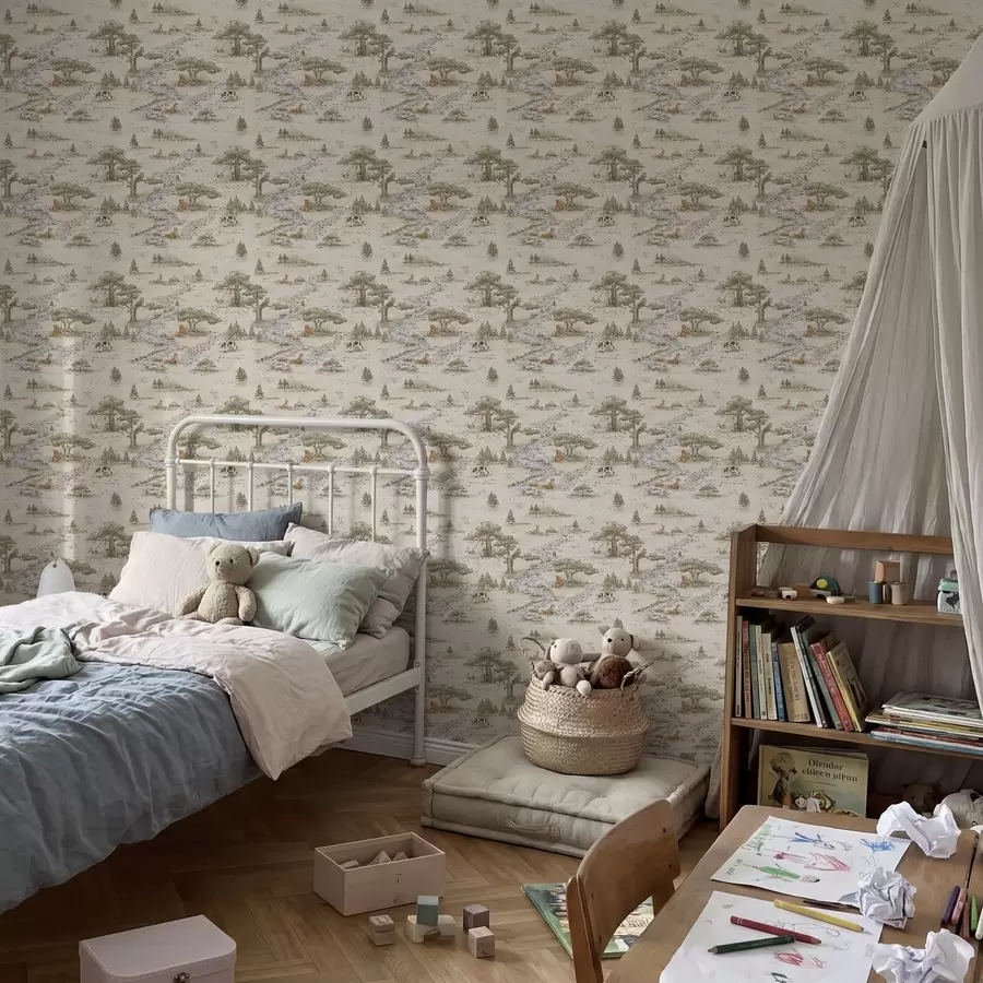 Фототапет Илюстрация на природата с животни и река a01157