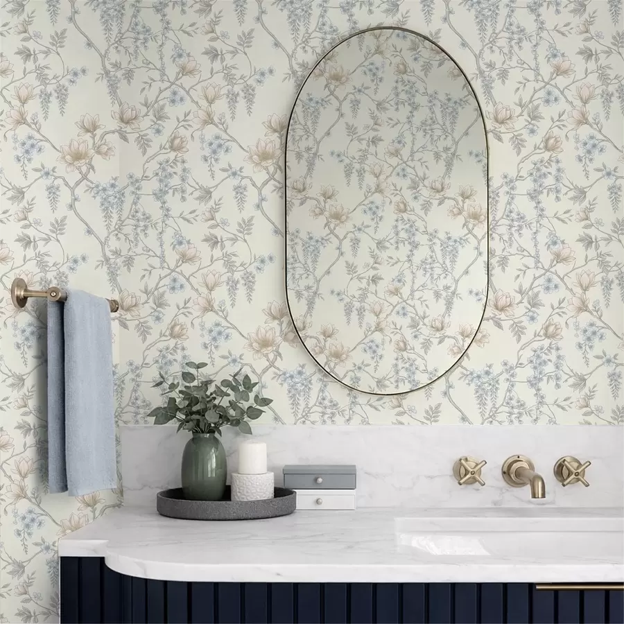 Фототапет Деликатен флорален мотив с клонки и цветя a01159