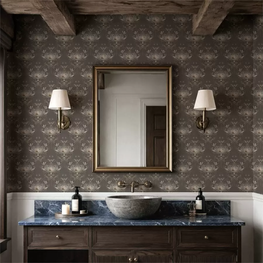 Фототапет Декорация с лебеди и птици в класически стил a01161