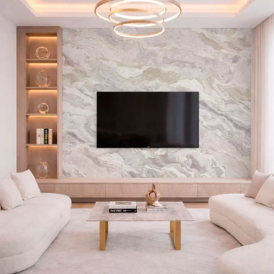 Фототапет Светъл оникс с плавни бежови и сиви слоеве w05430