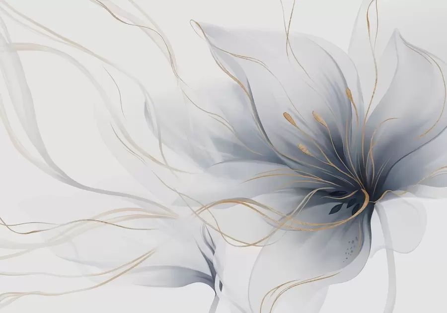 Фототапет Абстрактно синьо цвете с плавни линии в стила „Fluid Art“ w05428
