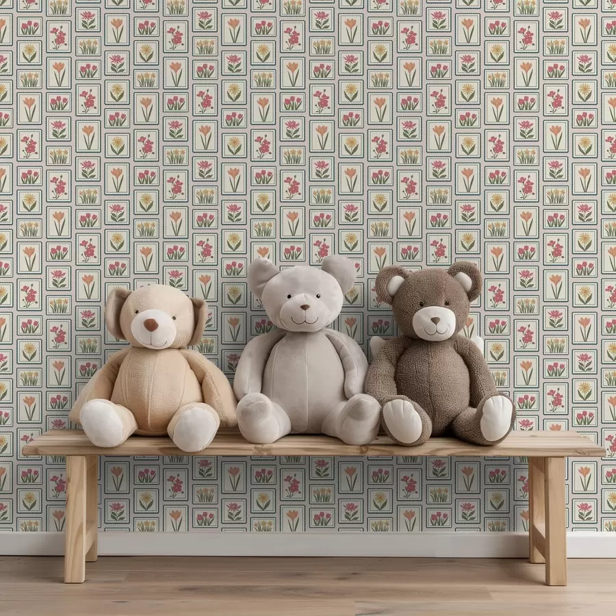 Фототапет Илюстрации на цветя в рамки с бордюри a01174