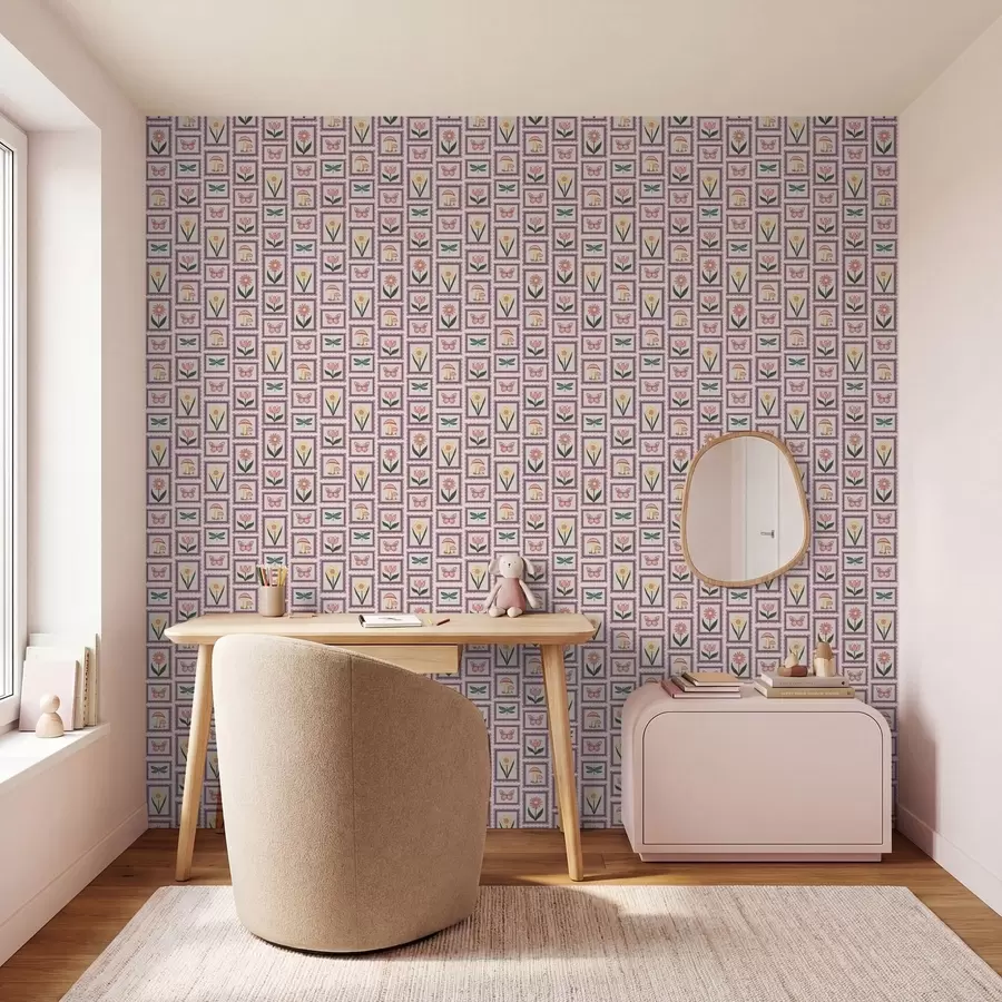 Фототапет Илюстрации в рамки в лилави нюанси a01175v1