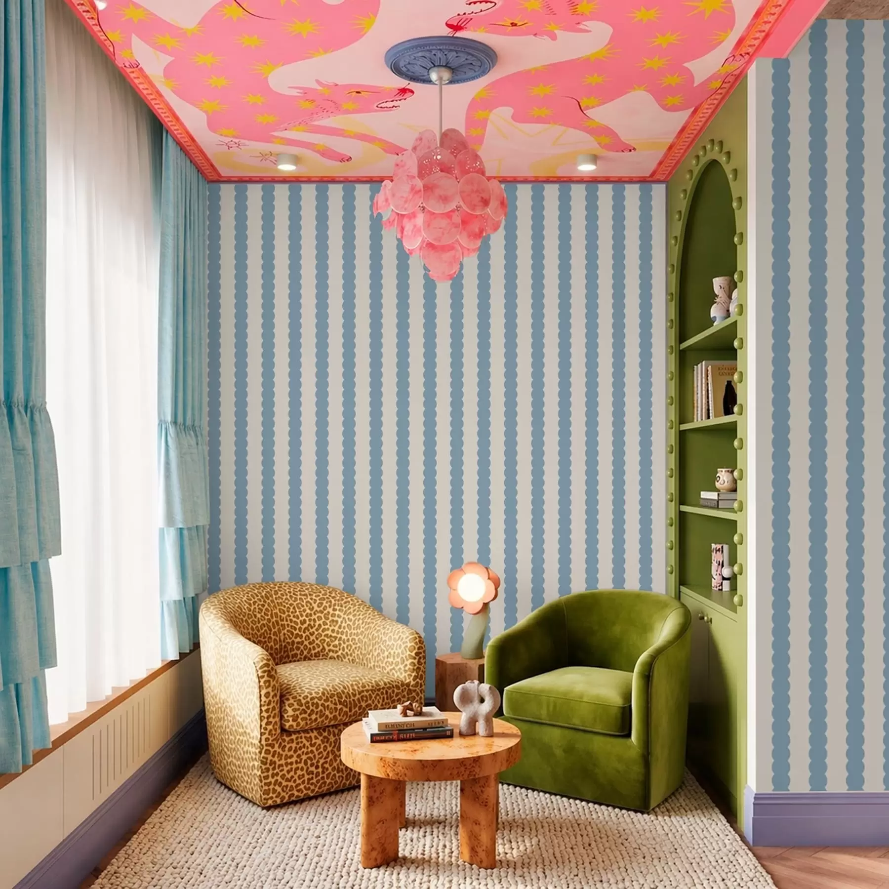 Фототапет Сини вълнообразни ивици в стил „Минимализъм“ a01182