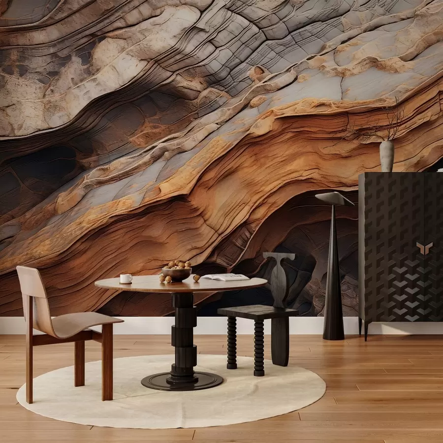 Фототапет Тъмна, плътна дървесна текстура w05520