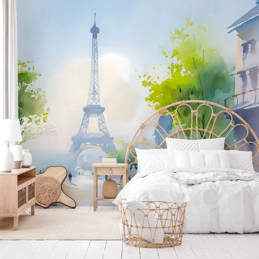 Фототапет Париж, градски пейзаж в стил акварел „а ла прима“ w05566