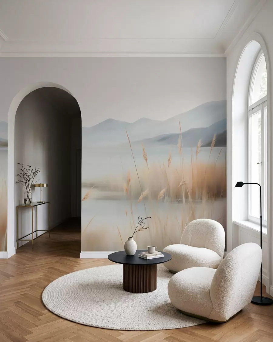 Фототапет Абстрактен пейзаж с планини и езеро w05584