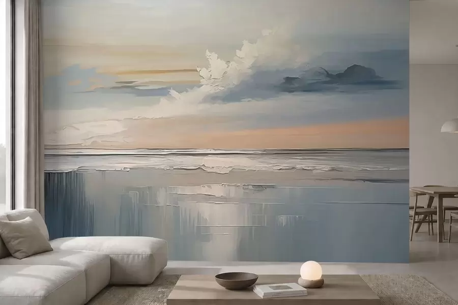 Фототапет Пастелно морско крайбрежие с облаци и отражение във водата w05687