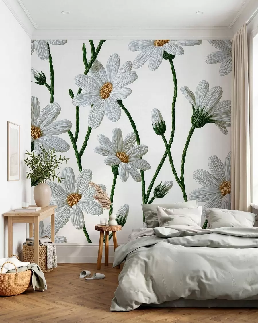 Фототапет Бели диви маргаритки w09915