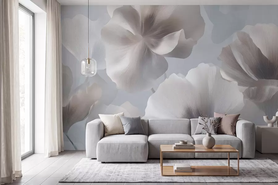 Фототапет Обемни копринени цветни листенца в нежни пастелни нюанси w09928
