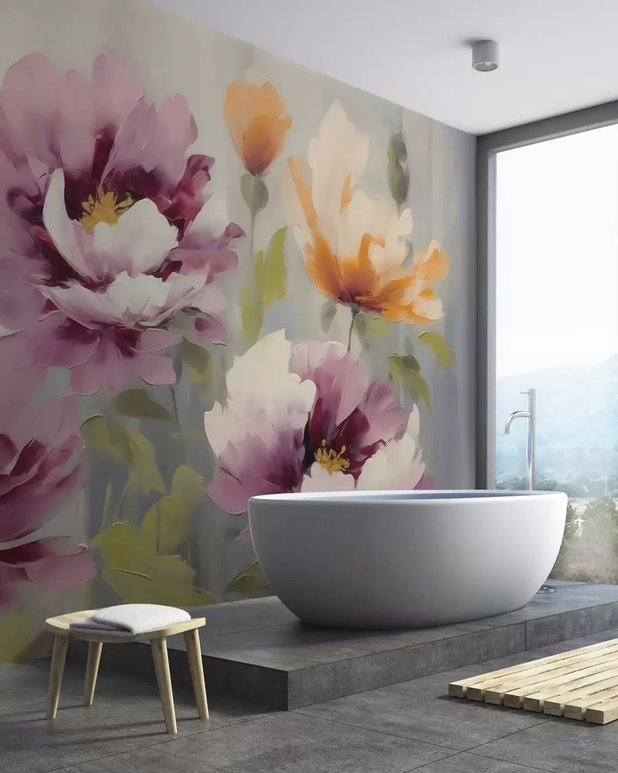 Фототапет Абстрактни, стилизирани цветя, имитация на картина w05848