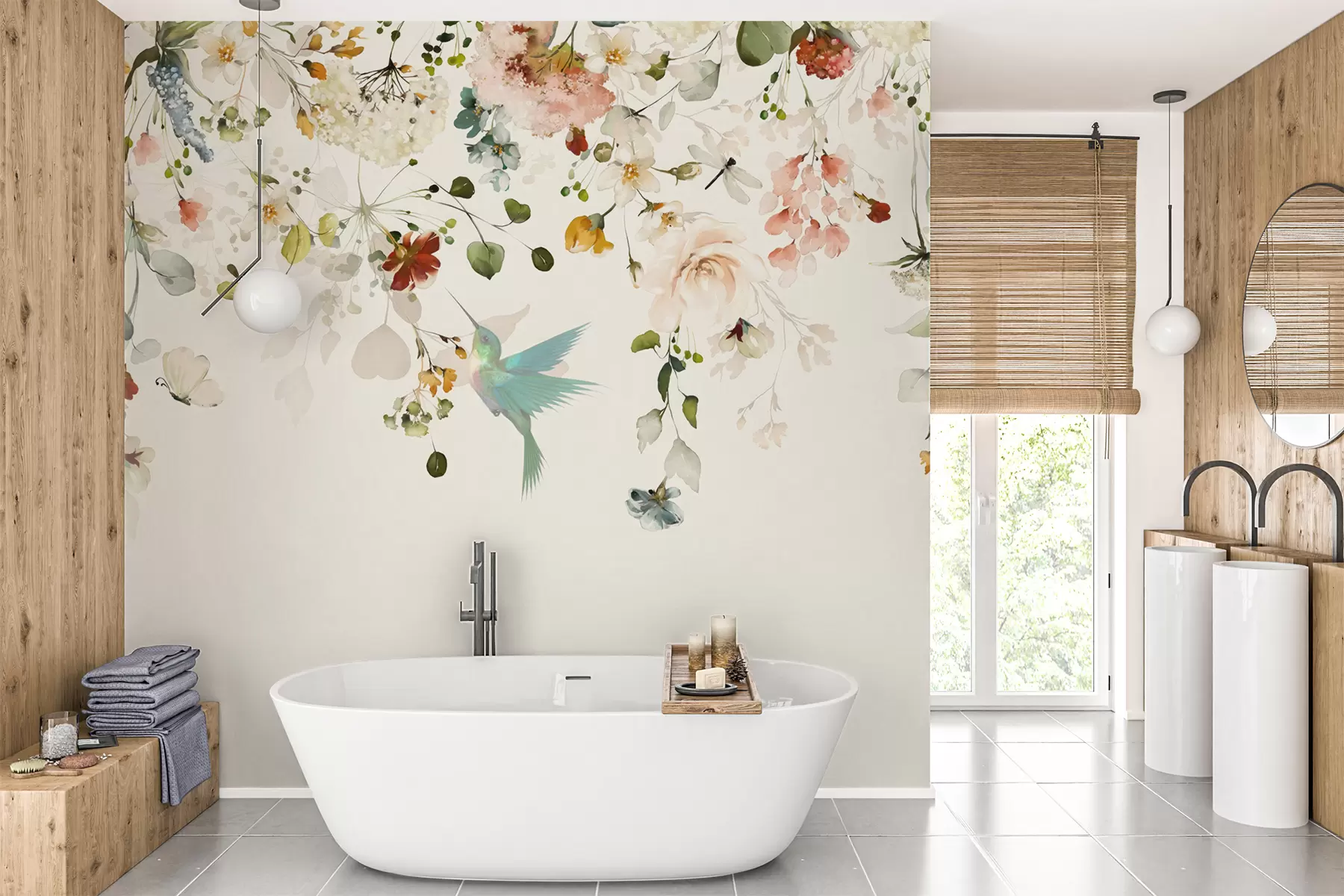 Фототапет Цветя и колибри u59610