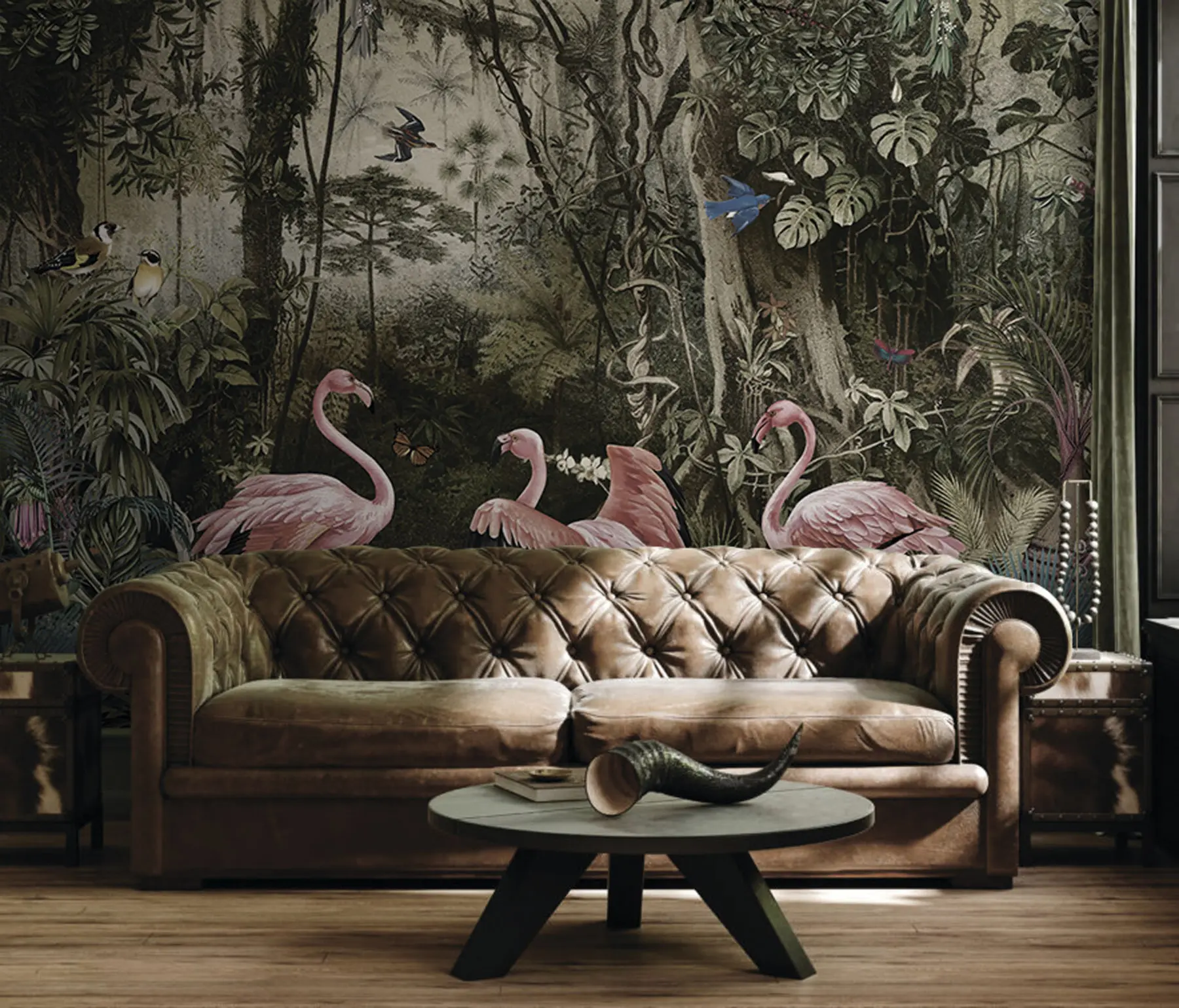 Фототапет Тропически птици и фламинго в джунглата u73568