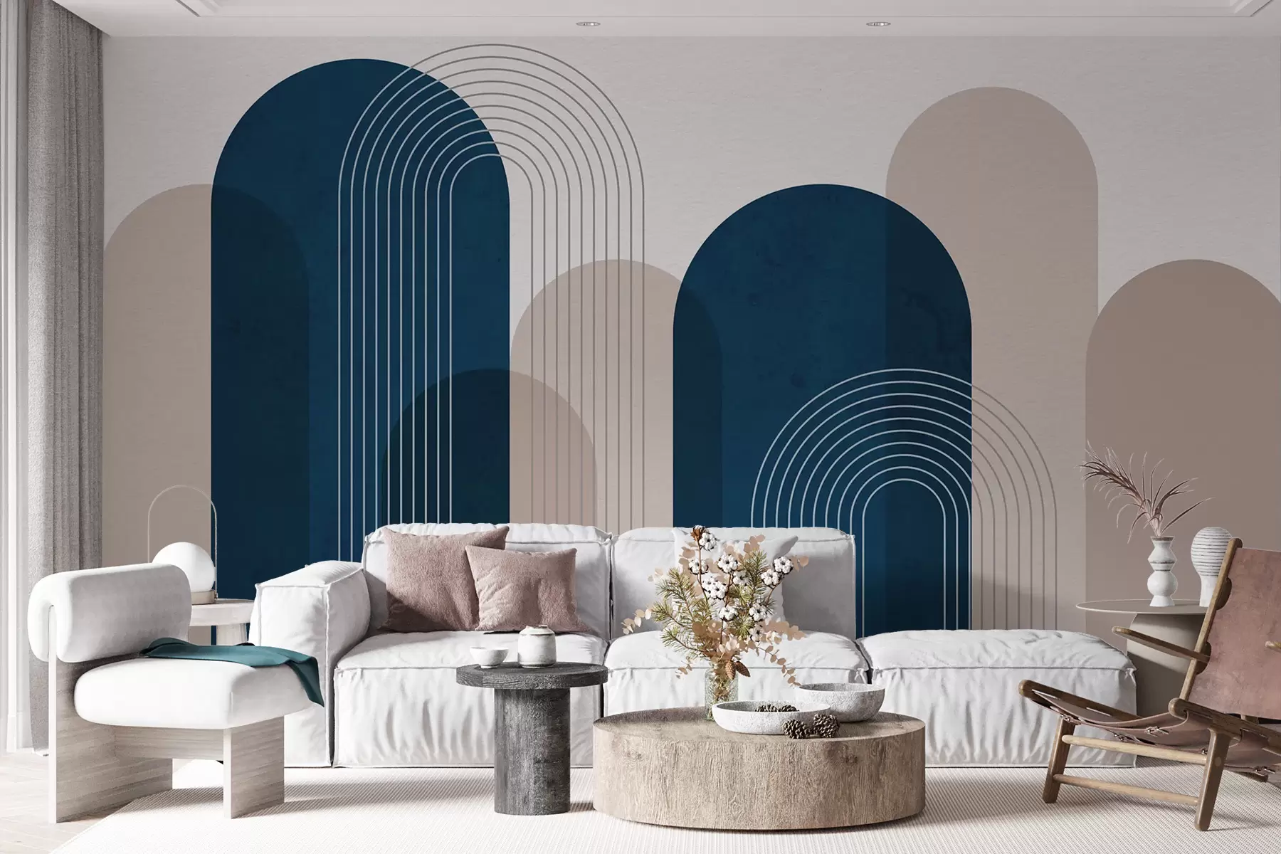 Фототапет Абстрактни сини и бежови арки u73098