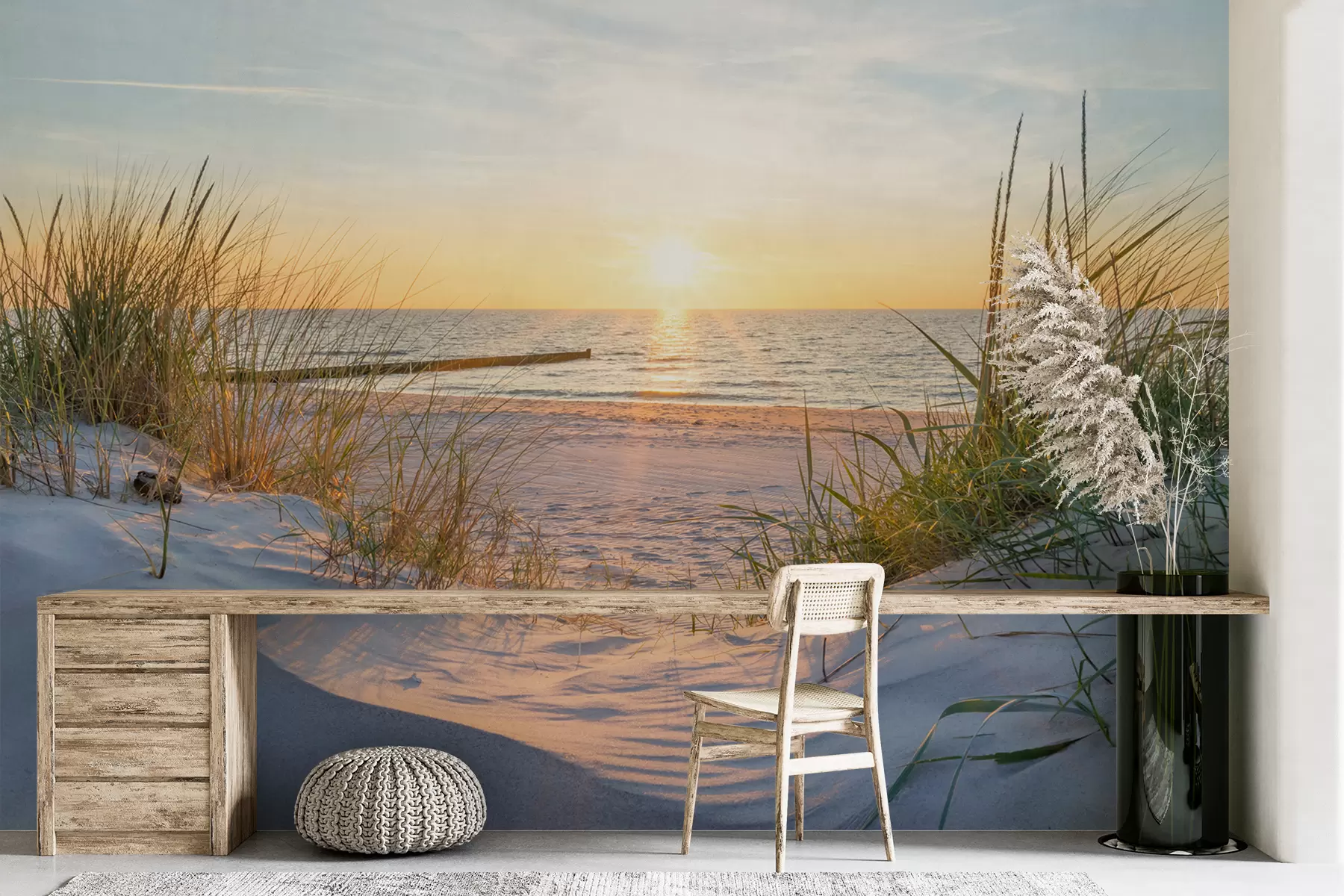 Фототапет Снимка/Панорамен плаж Dunes със залез u93577