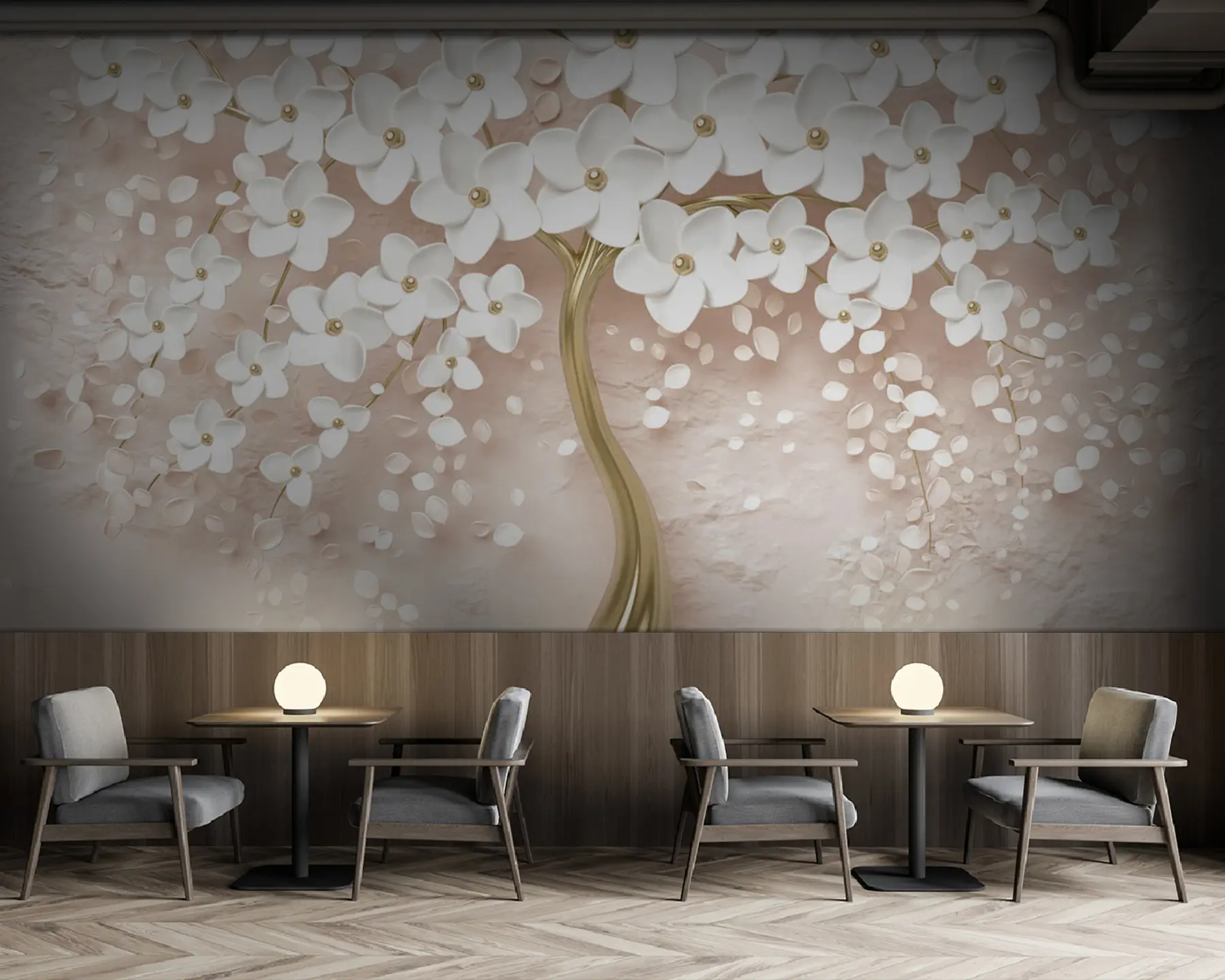 Фототапет Цъфтящо дърво с големи цветове в розови нюанси u37065v3