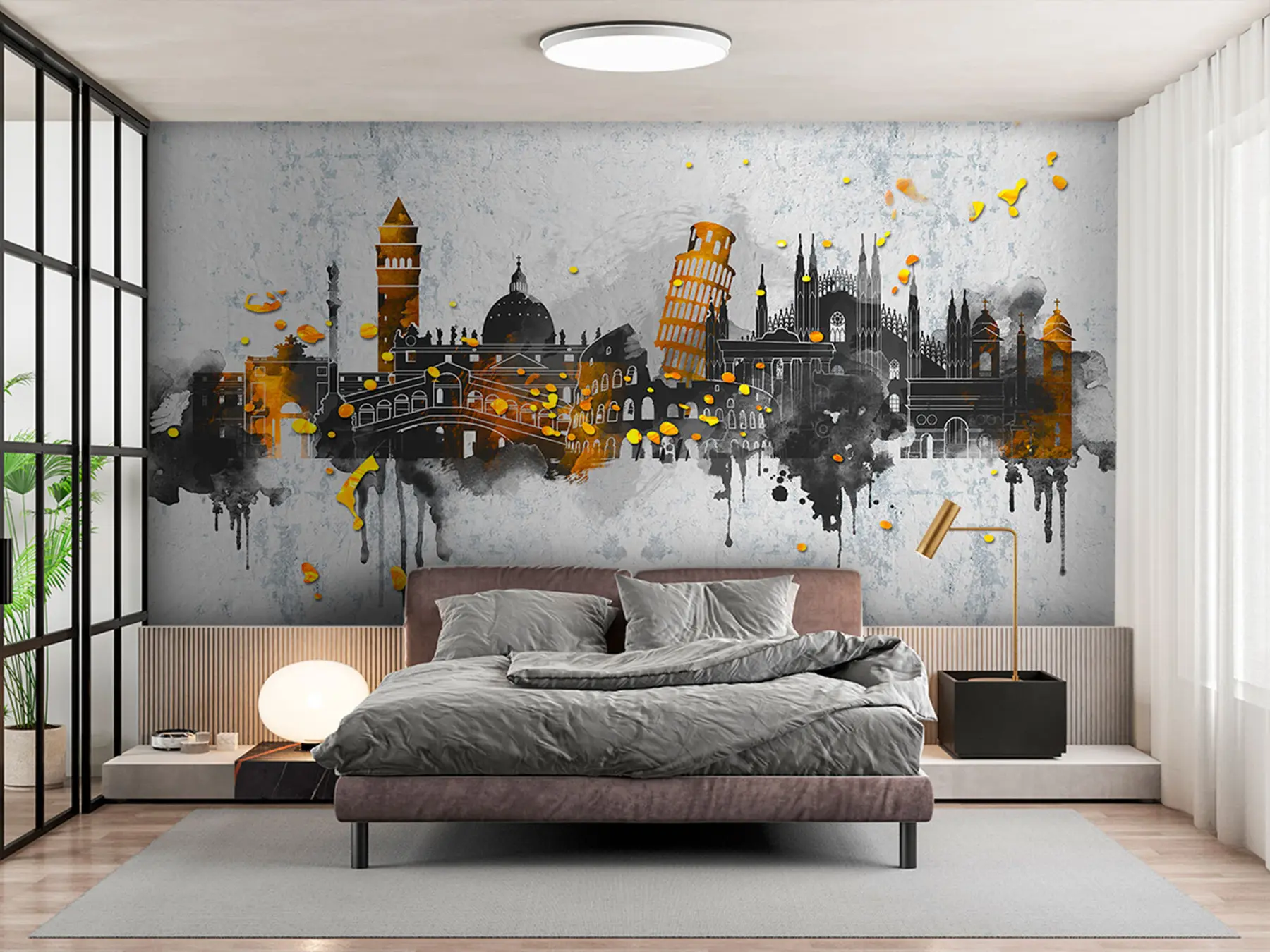 Фототапет Тъмни силуети на атракции на известни градове u74881