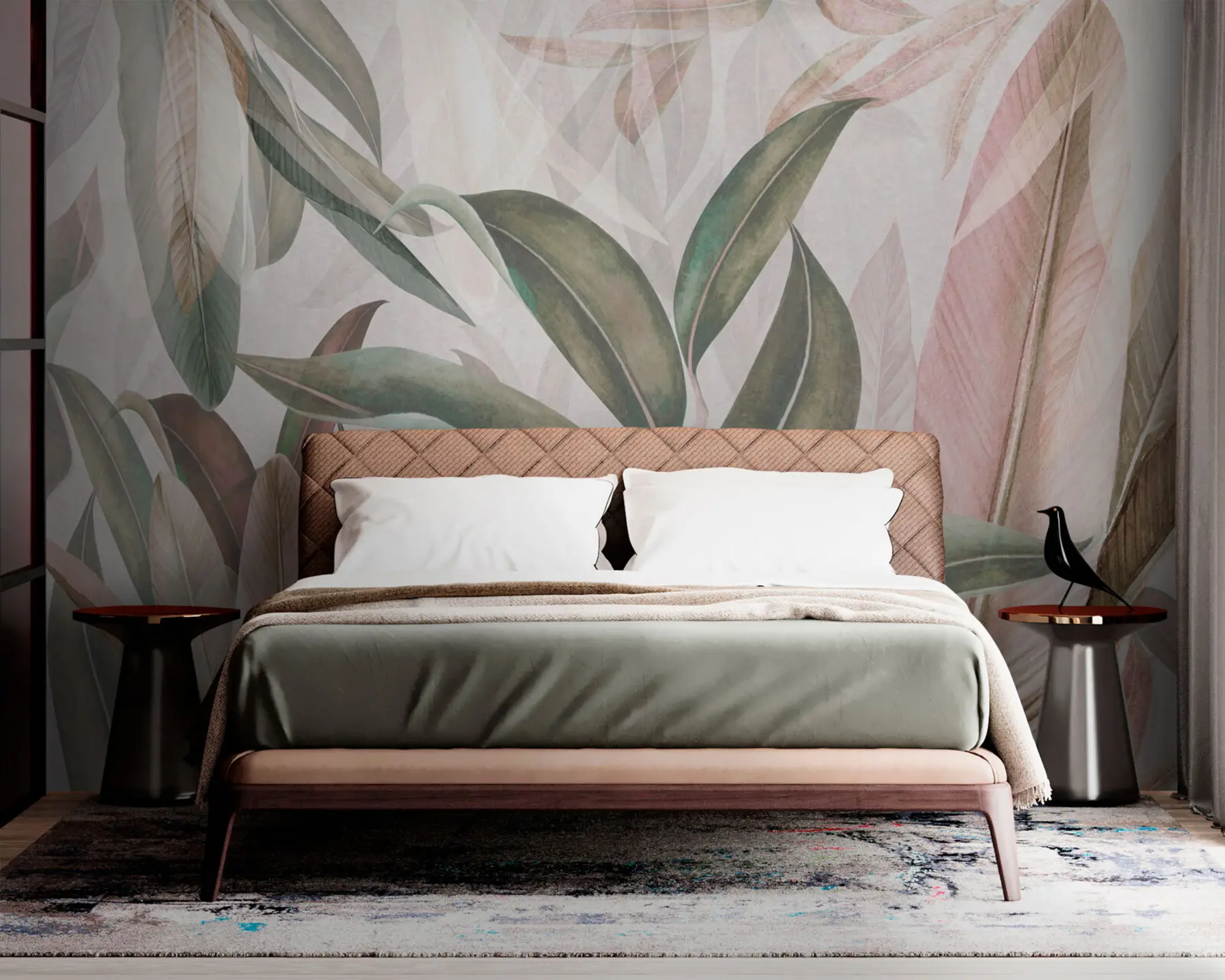 Фототапет Зелени и розови палмови листа u94302