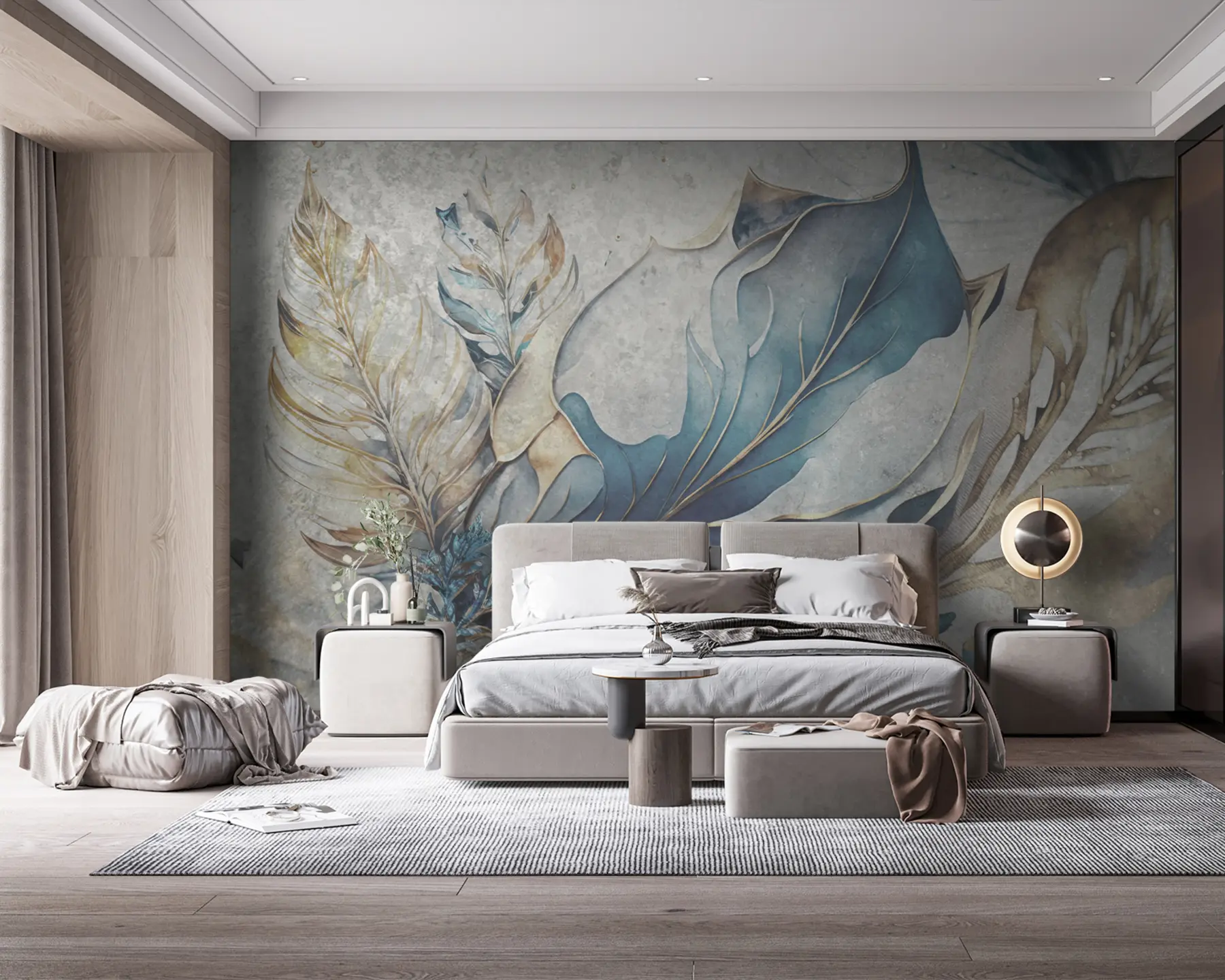 Фототапет Големи акварелни цветя върху бетонна стена u93998