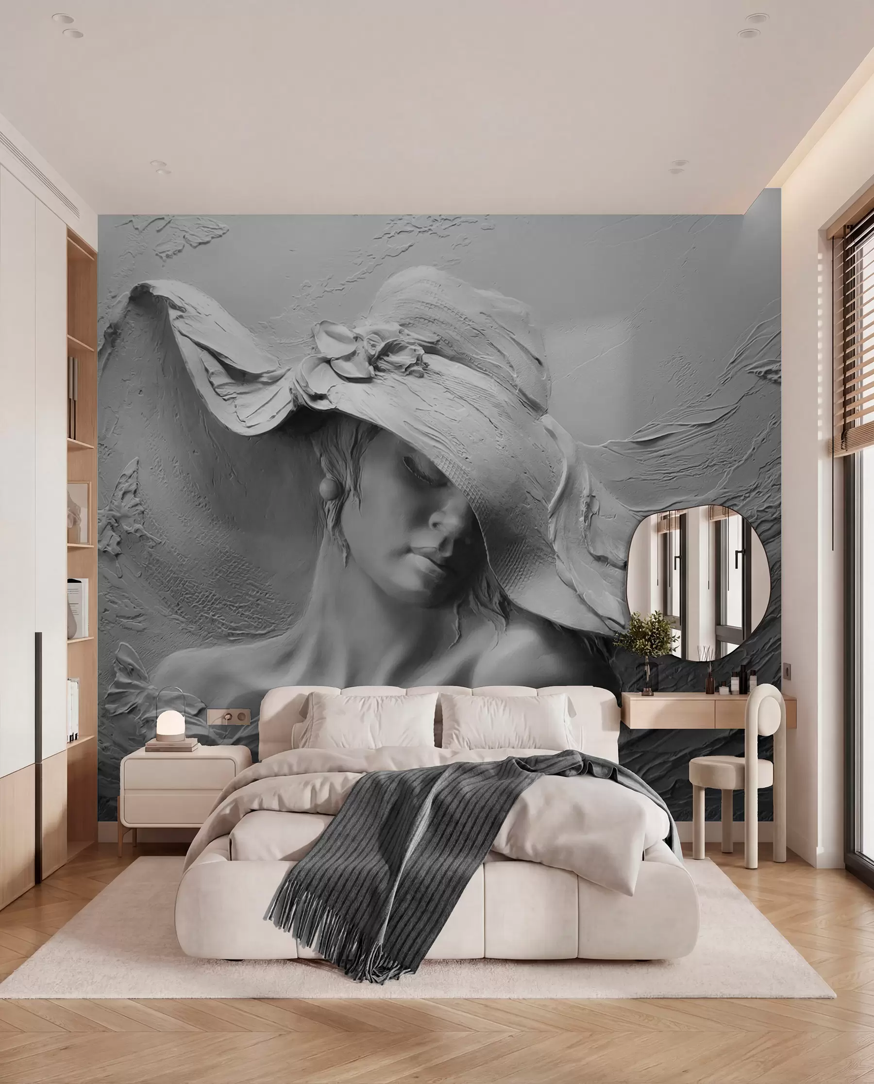 Фототапет Жена с шапка 3D u62592